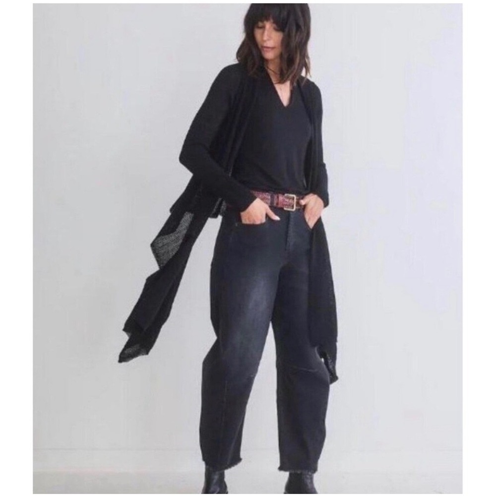 Ruti | Haven Wrap Knit XS/S Black Draped Open Front Cardigan Sweater Lagenlook